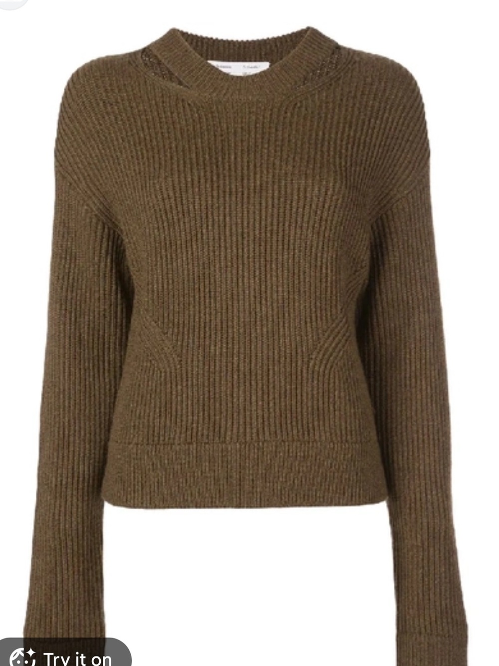 Proenza Schouler Olive-Brown Ribbed Crewneck Sweater